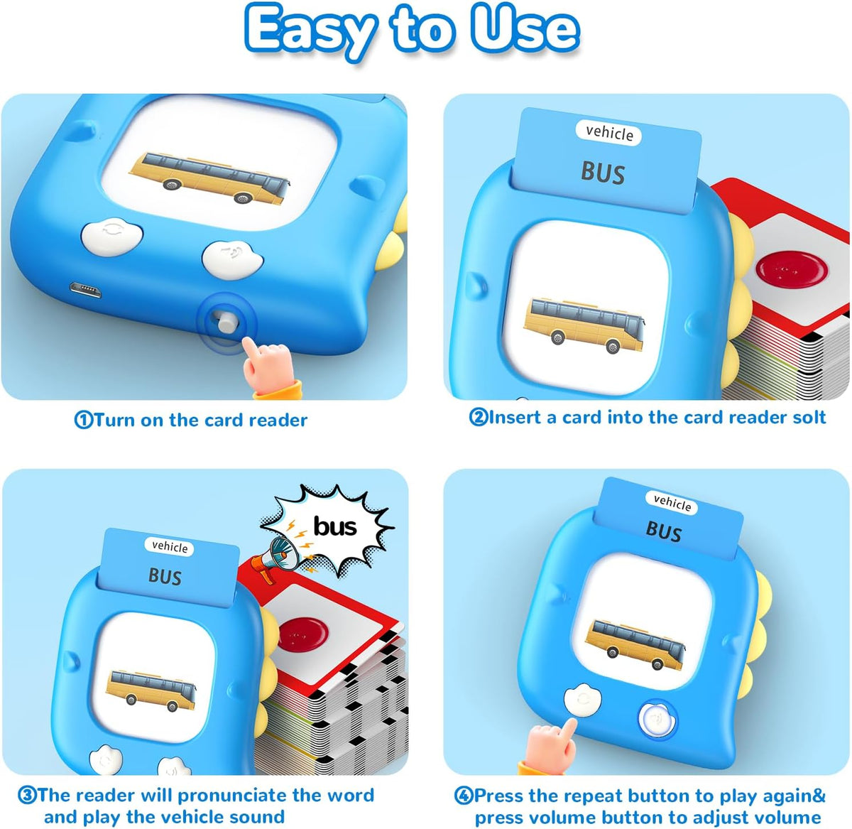 Kidzdo 520 ABCs Talking Flash Cards, Christmas Birthday Gifts for 2 3 4 5 6 Year Old Boys Girls