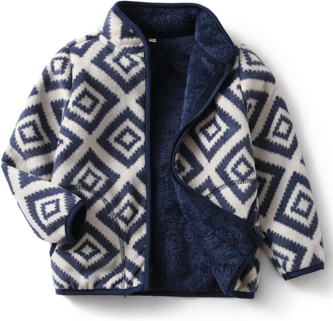 Kids Printed Polar Fleece Jacket Toddler Baby Boys Girls Autumn Winter Warm Sherpa Lining Outerwear