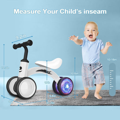 Colorful Lighting Baby Balance Bike Toys for 1 Year Old Boy Girl Gifts, 10-36 Month Toddler Balance