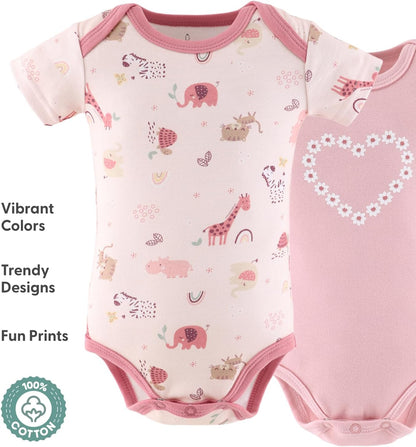 The Peanutshell Baby Girl Short Sleeve Bodysuits - 100% Cotton Infant Outfits, 0-24 Months