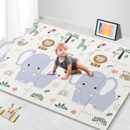 79x71 Foldable Baby Play Mat for Floor, Extra Large Non-Toxic Tummy Time and Crawling Playmat