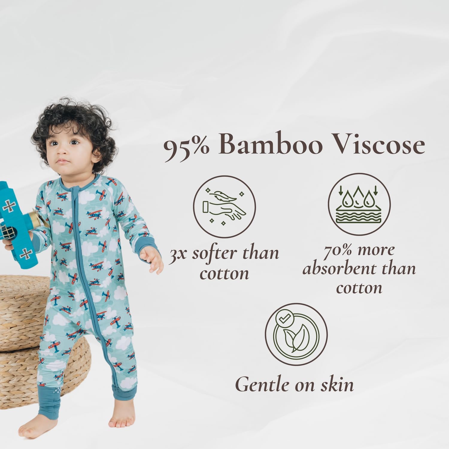 Baby Romper Long Sleeves for 3-24 Month Boys & Girls | 95% Bamboo Viscose Baby Rompers Two-Way