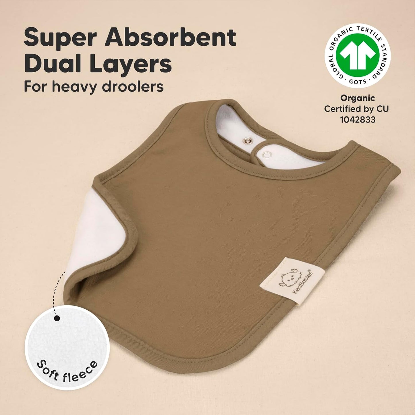 KeaBabies 8-Pack Organic Baby Bibs for Boys, Girls - Super Absorbent Cotton Drool Bibs for Baby