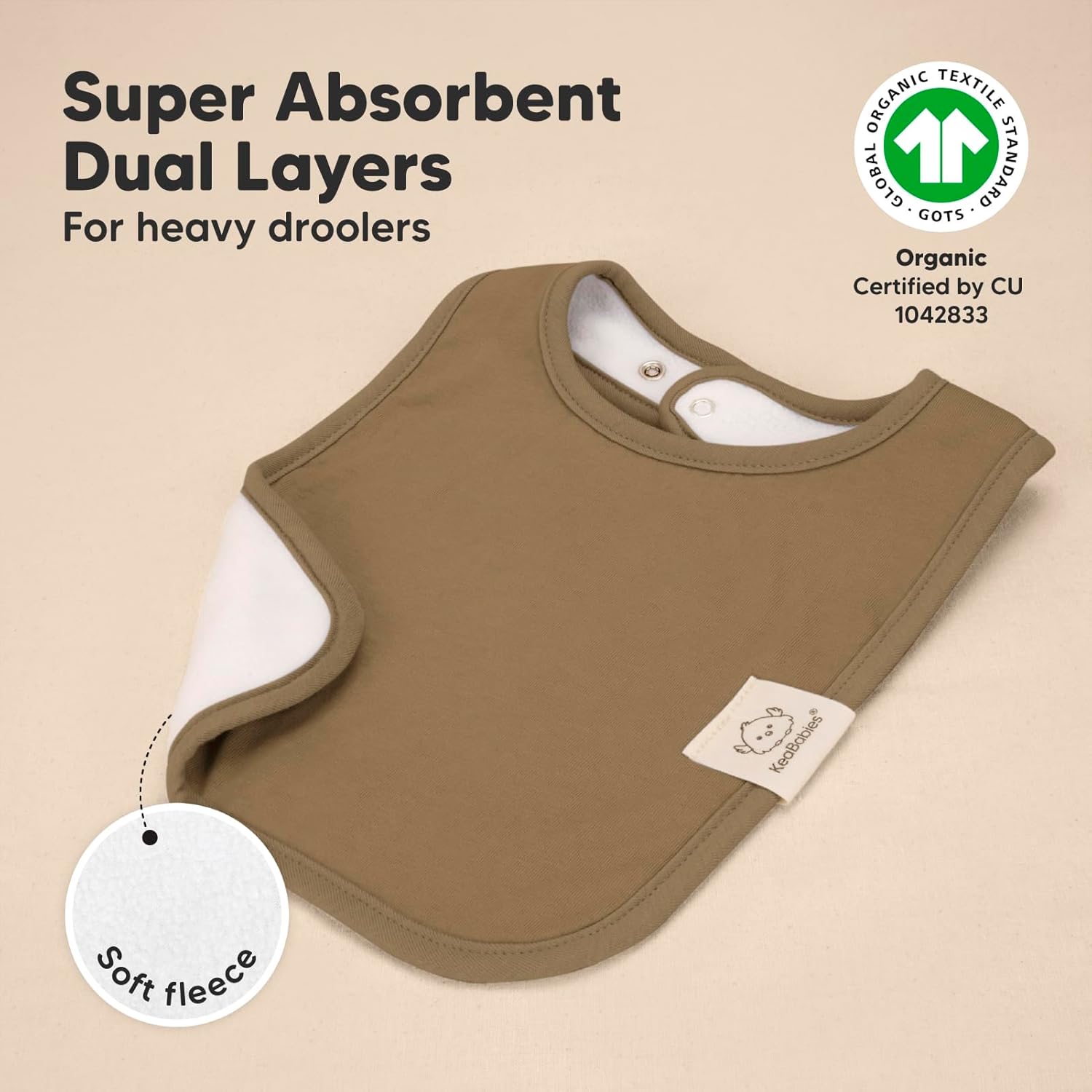 KeaBabies 8-Pack Organic Baby Bibs for Boys, Girls - Super Absorbent Cotton Drool Bibs for Baby