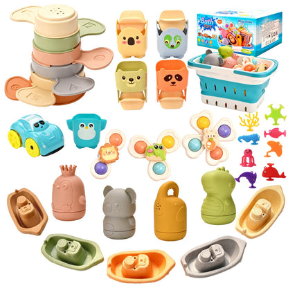Baby Bath Toys, Pool Toys, Suitable for Children and Toddlers, 6-in-1 Set Including Floating Boat