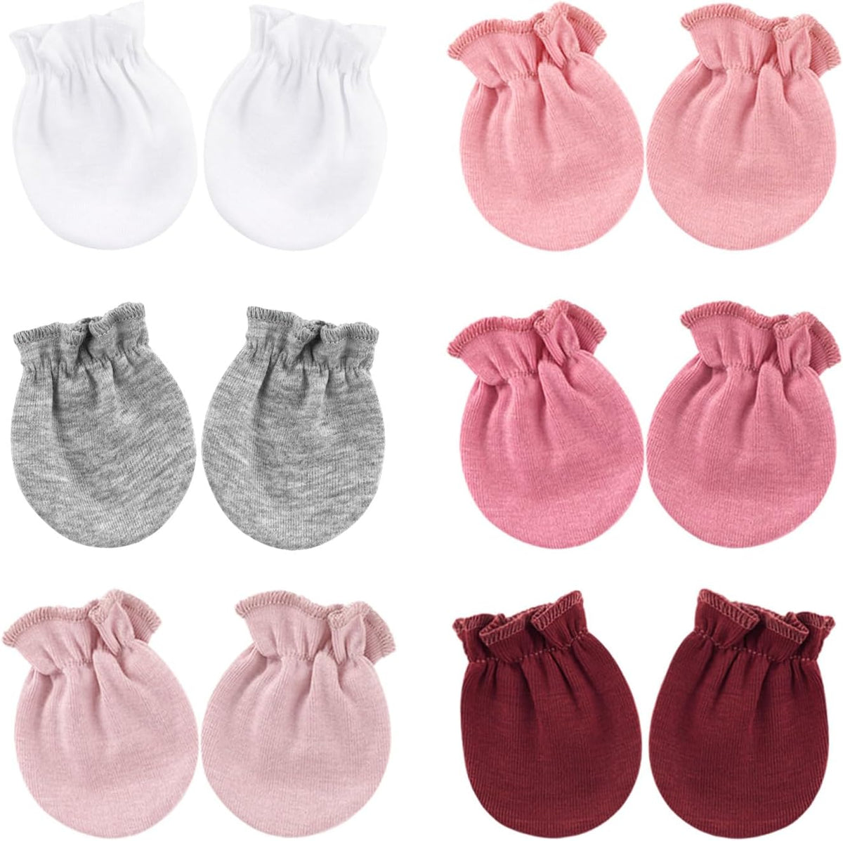 BQUBO Newborn Infant Toddler Mittens No Scratch Cotton Elastic Wrist Gloves Hypoallergenic for 0-6
