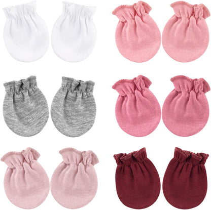 BQUBO Newborn Infant Toddler Mittens No Scratch Cotton Elastic Wrist Gloves Hypoallergenic for 0-6