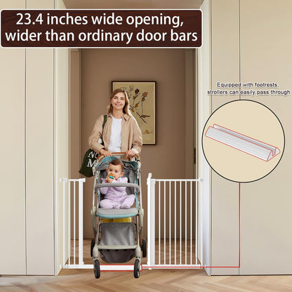 DEARBB Extra Wide Baby Gate Ultra Narrow Spacing 30.11-77.36" Pressure Mounted Double Lock Swing