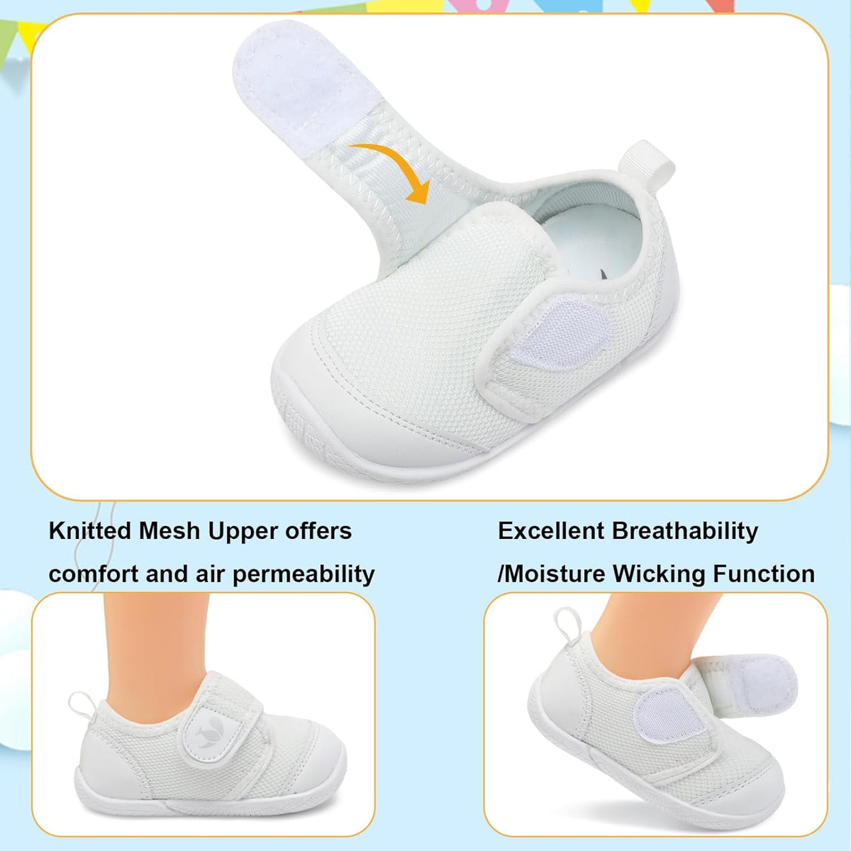 FEETCITY Baby First Walking Shoes Boys Girls Infant Sneakers Crib Shoes Breathable Lightweight Slip