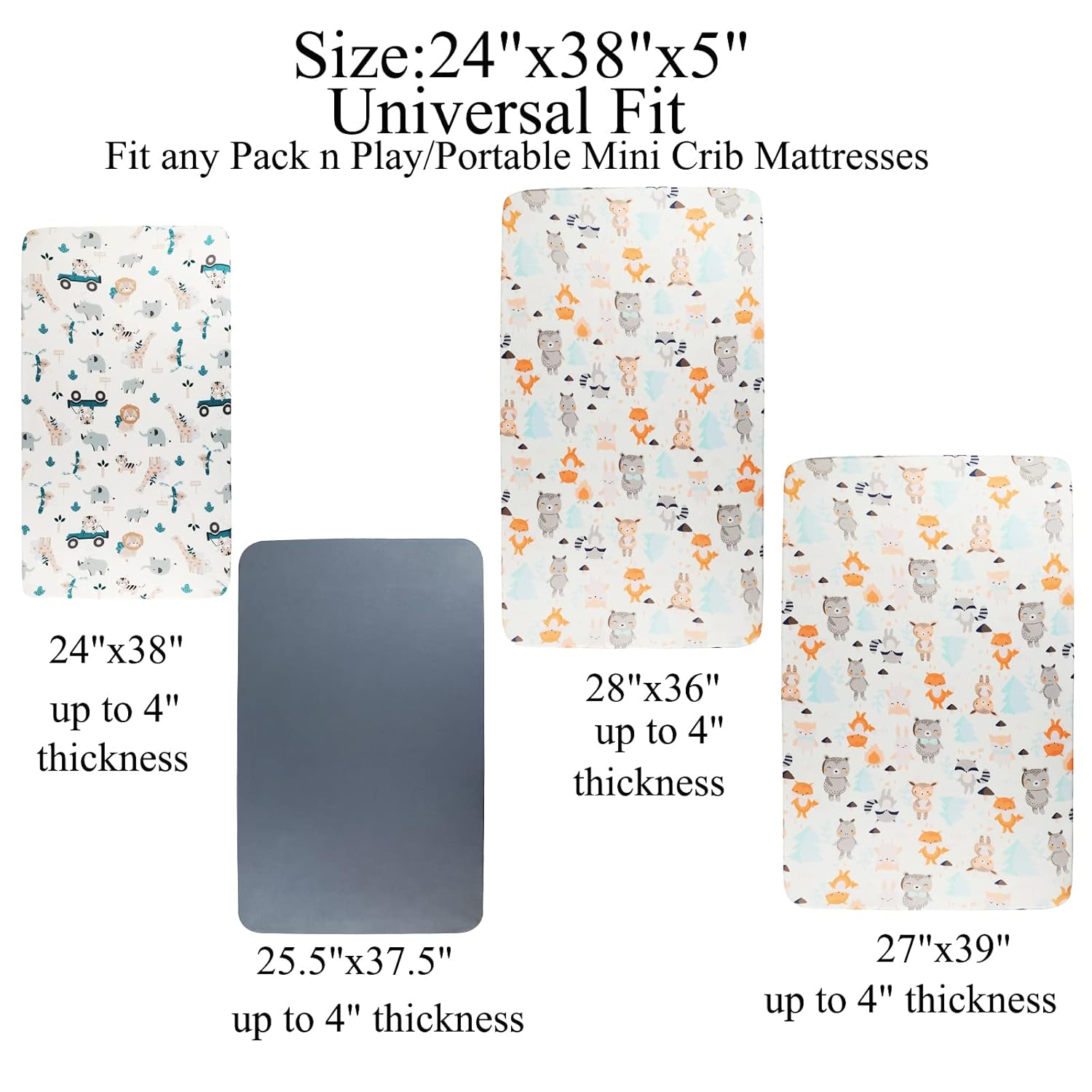 Pack n Play Sheet Stretchy Fitted Portable Mini Crib Sheets Set 3 Pack,Playard Sheets Convertible