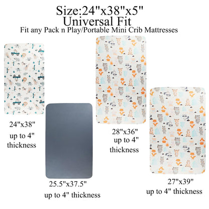 Pack n Play Sheet Stretchy Fitted Portable Mini Crib Sheets Set 3 Pack,Playard Sheets Convertible
