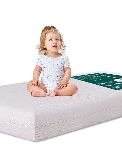 BABELIO Crib Mattress Memory Foam Toddler Mattress 2-Stage Standard Size Baby Mattress with