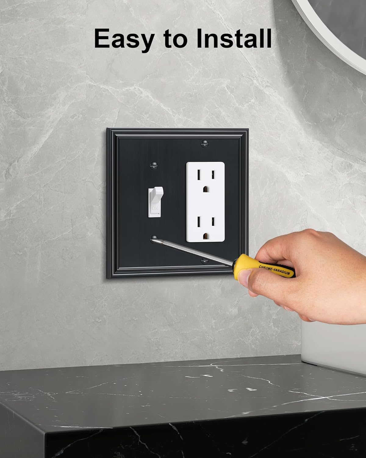 2-Pack Combo Toggle/Decorator Light Switch Cover Plate, Black Decorative Electrical Outlet Covers