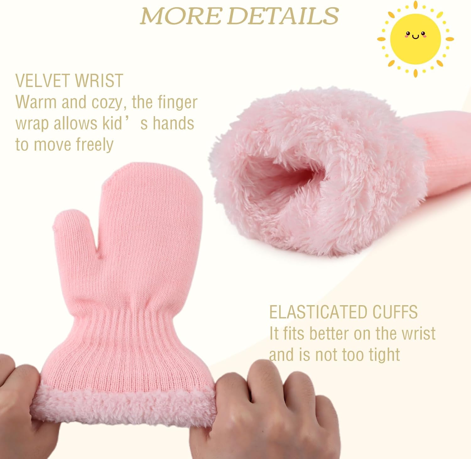 PESAAT Baby Girl Mittens Fleece Toddler Boy Mittens Warm Kids Winter Gloves Unisex Cold Weather