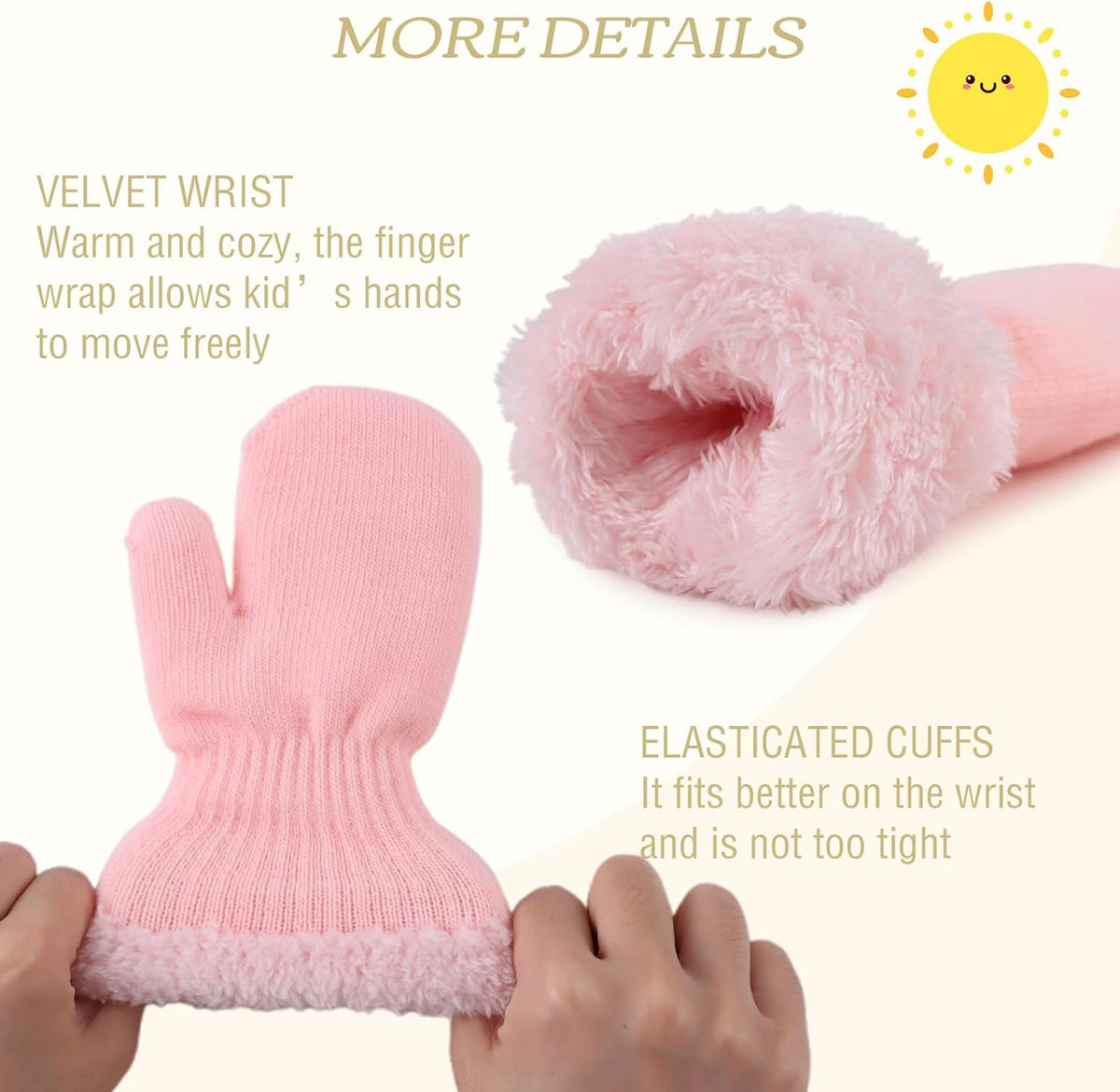 PESAAT Baby Girl Mittens Fleece Toddler Boy Mittens Warm Kids Winter Gloves Unisex Cold Weather