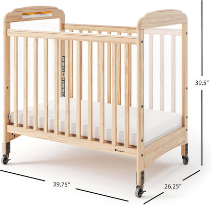 Foundations Serenity Compact Clearview Daycare Crib, Fixed Side, Durable Wood Construction