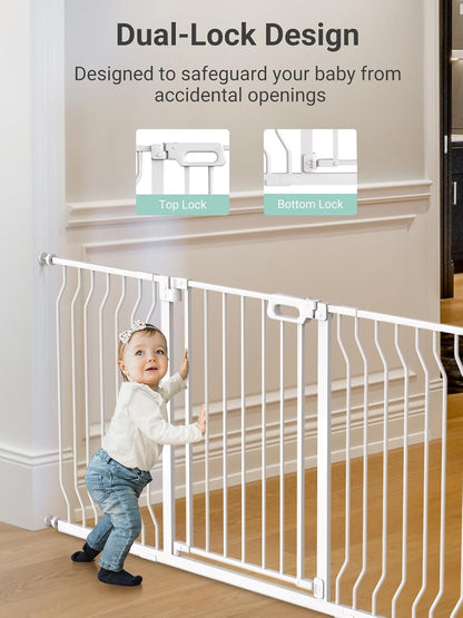 Mom's Choice GROWNSY Baby Gate, 53"-57" Auto-Close Dog Gate for Stairs & Doorways, Pressure-Mounted