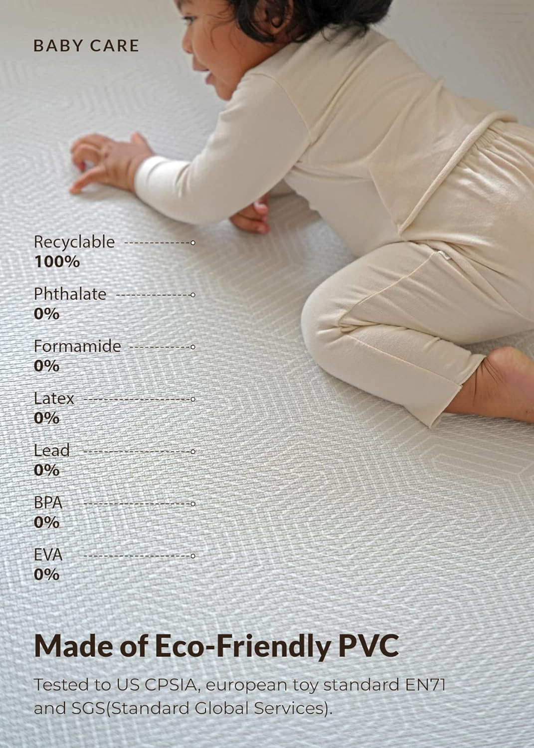 Baby Care Play Mat (Medium, Hygge - Twig & Maze) 73’’ x 49’’ Original One-Piece Reversible Rollable
