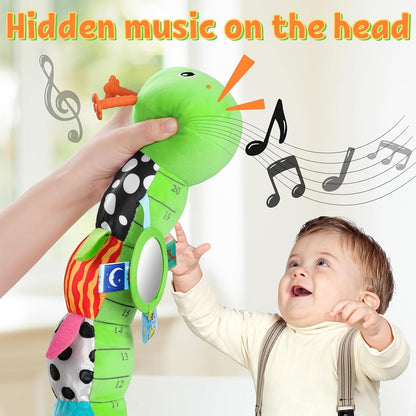 LIGHTDESIRE Baby Toys Musical Caterpillar,Infant Toys Stuffed Animals with Ruler Design,Mirror,Pull