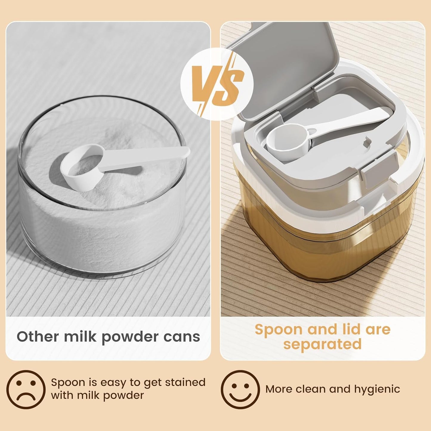 Formula Container to go-1800ml Travel Dispenser BPA Free Airtight Container with Spoon and Layered