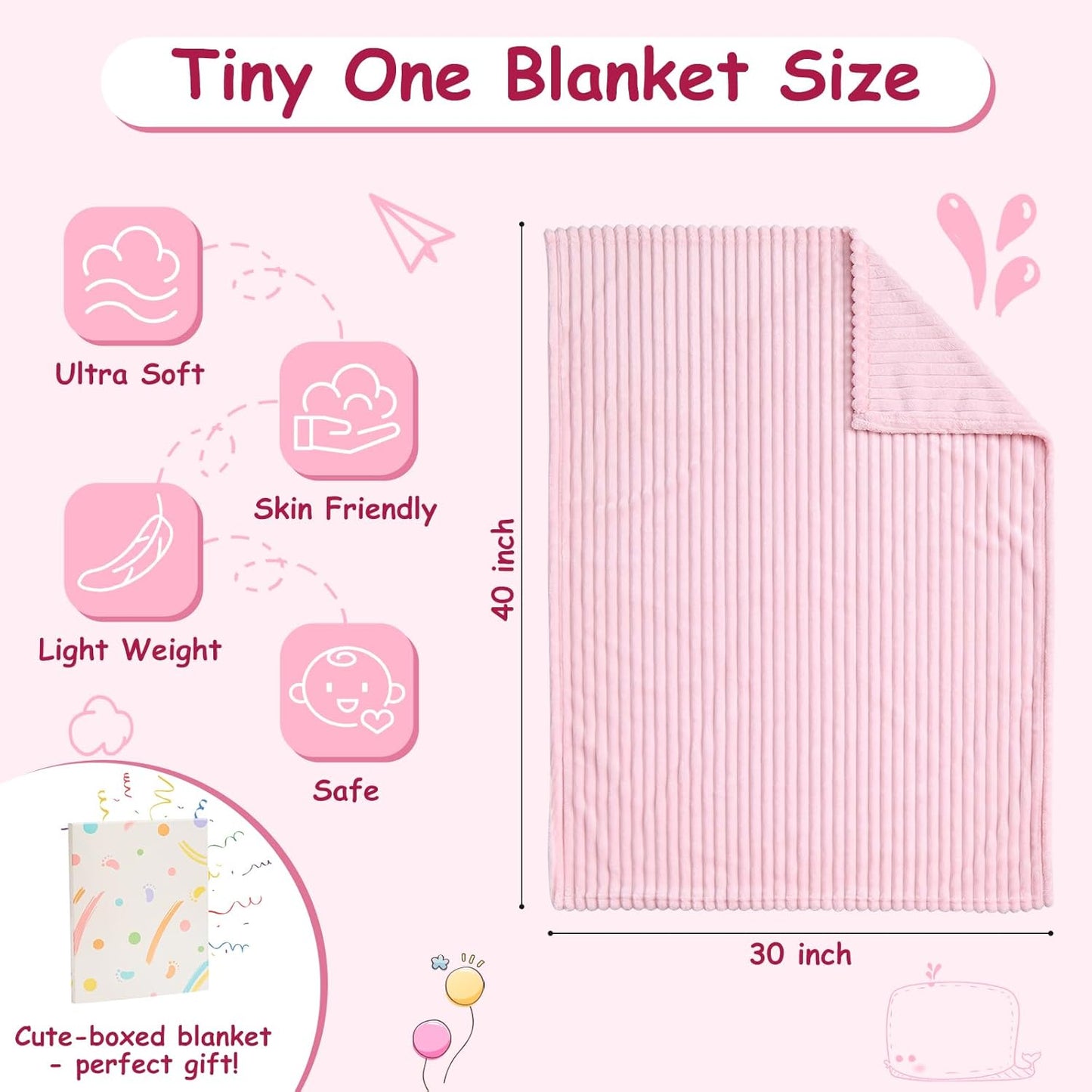 Soft Fleece Baby Blanket Ultra Cozy Pink Baby Blankets for Girls Warm and Lightweight Infant