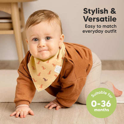 8-Pack Organic Baby Bandana Bibs for Boys, Girls - Super Absorbent Triangle Baby Bibs for Drooling