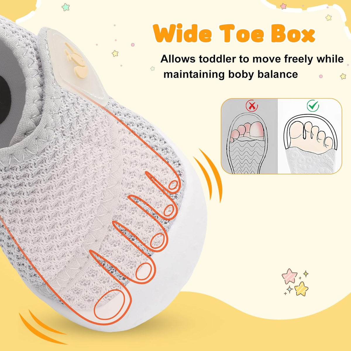 FEETCITY Baby First Walking Shoes Wide Baby Shoes Infant Sneakers Newborn Crib Shoe Barefoot