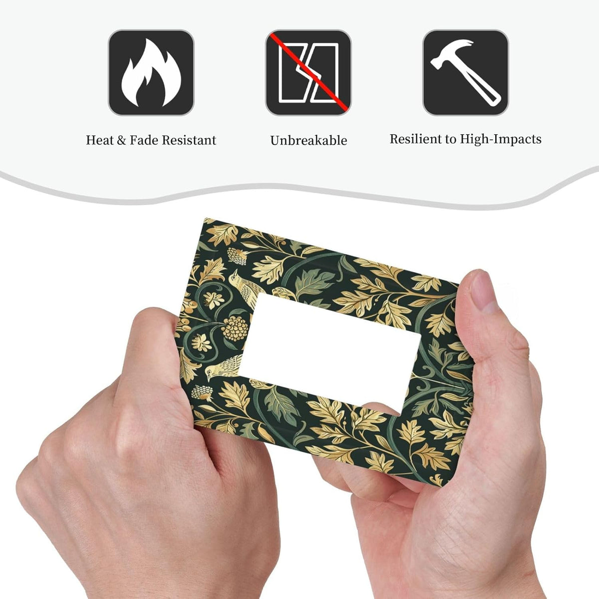 Decorative Outlet Covers William Morris Vintage Botanical Birds Golden Green Leaves 1 Gang Single
