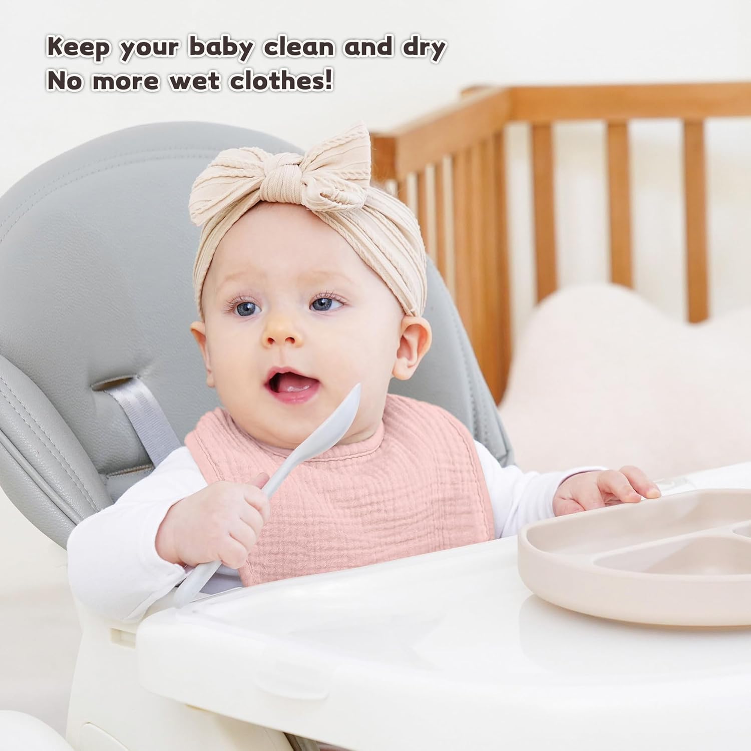 Susurration Muslin Baby Bibs 8 Pack Bandana Drool Bibs, Soft Square Adjustable Baby Drooling Bibs