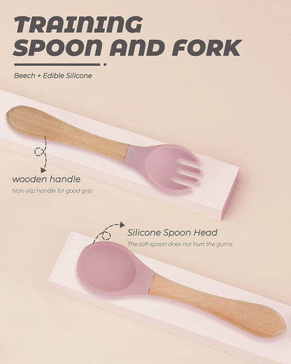 10 pcs Baby Spoons and Forks, First Stage Baby Led Weaning Spoons, Chewable Baby Utensils for