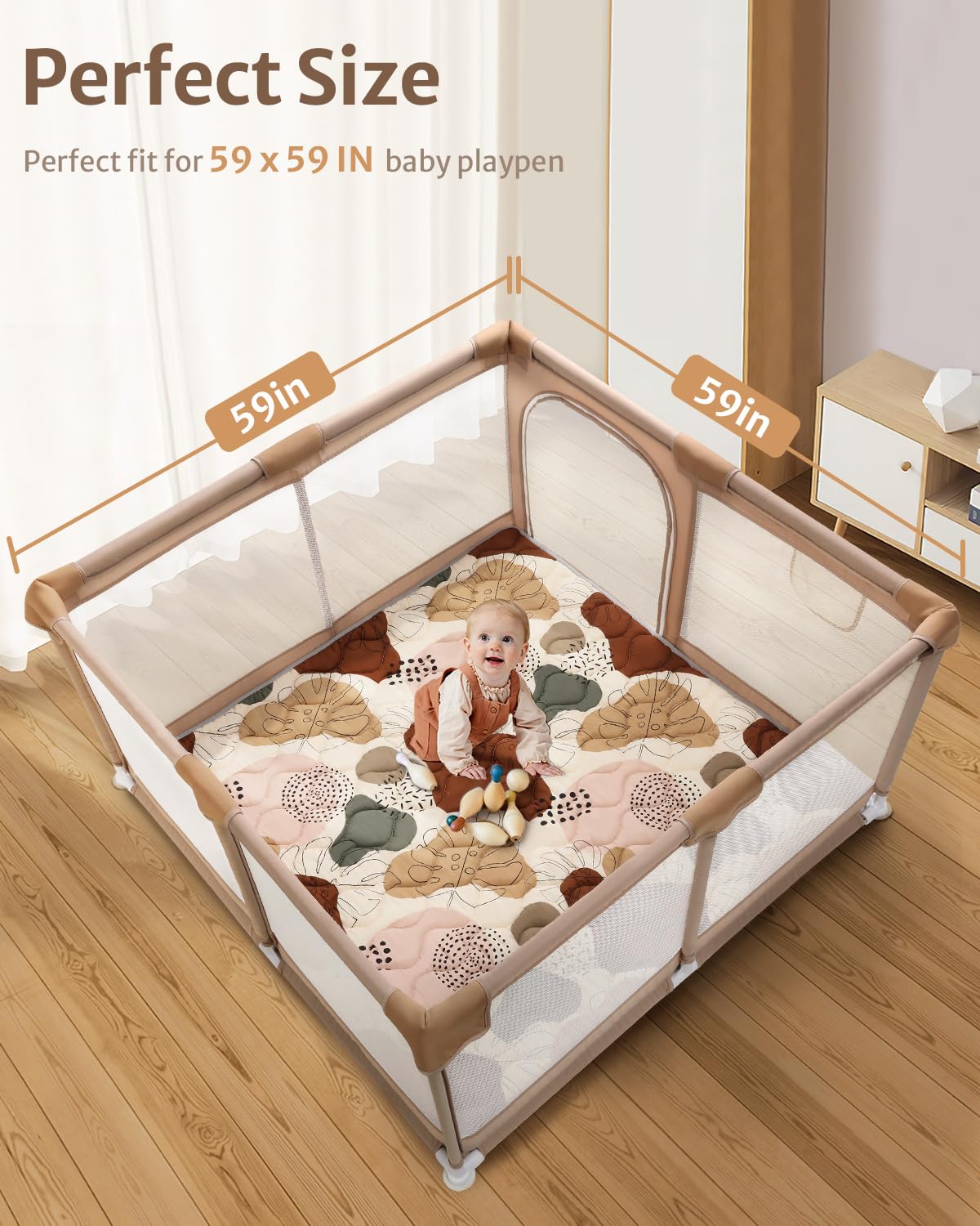 Blissful Diary Baby Play Mats for Floor, 59x59 Inch Thicker and Larger Soft Cushioning Foam