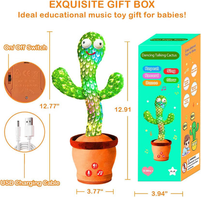 Rechargeable Dancing Talking Cactus Toy for Baby Toddler, Boys Girls Gifts Singing Mimicking Toys
