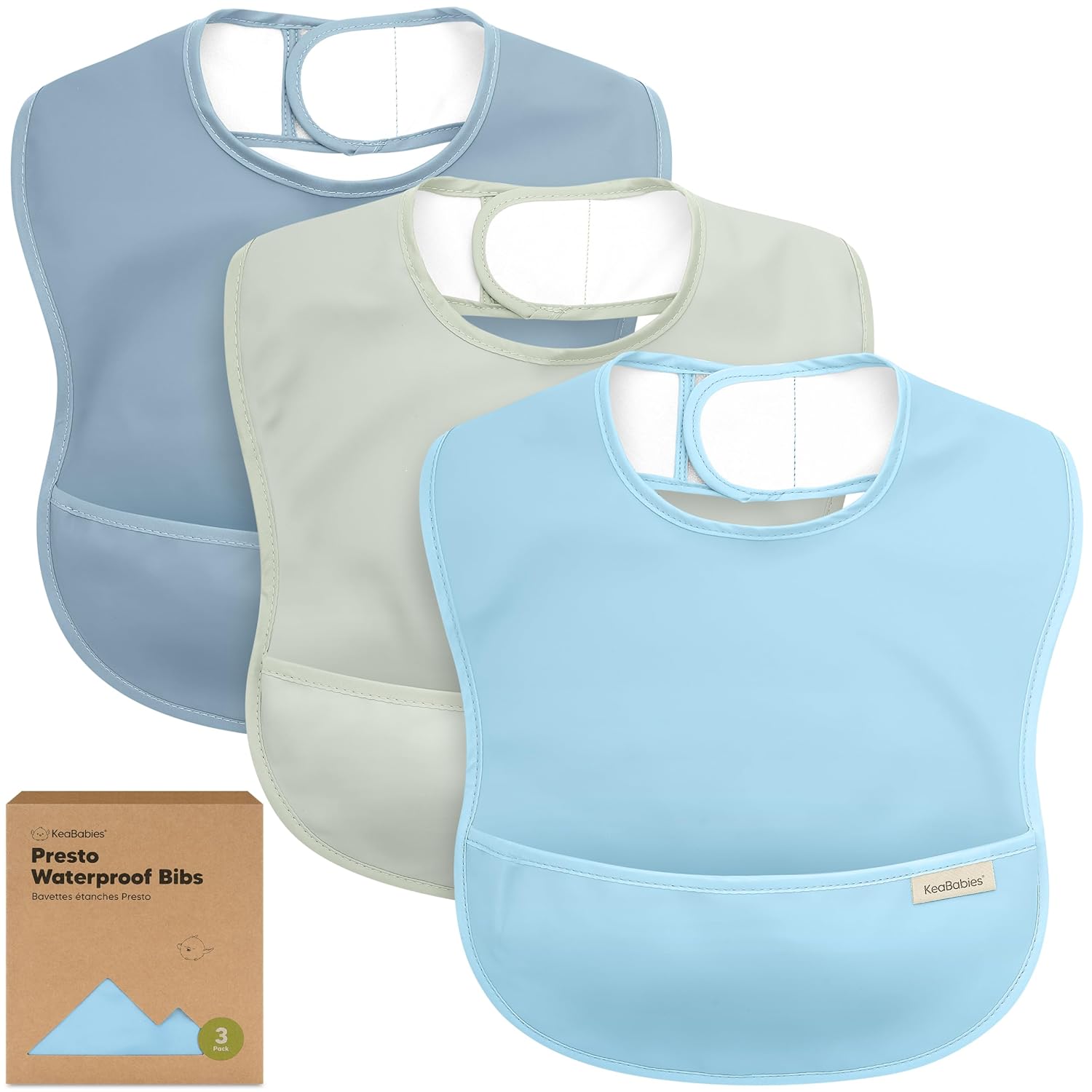 3-Pack Waterproof Baby Bibs for Eating - Lightweight Toddler Feeding Bibs with Large Food Catcher