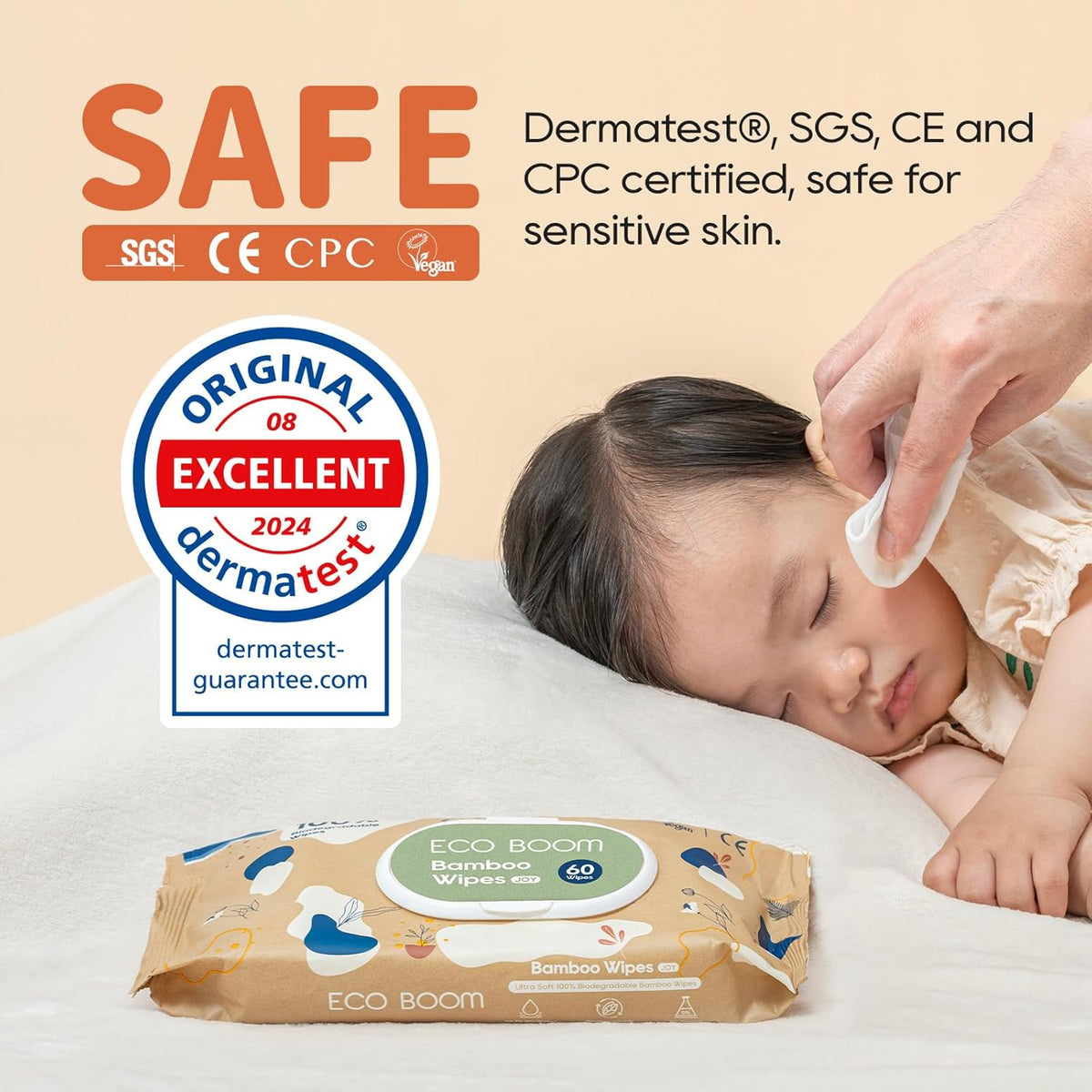 ECO BOOM bamboo Baby Wipes | natural | 100% Plant-Based & fragrance free | Unscented & safe for