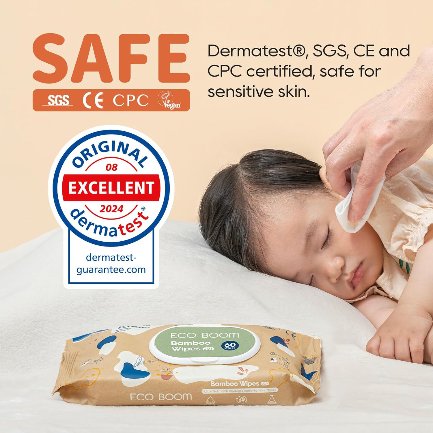 ECO BOOM bamboo Baby Wipes | natural | 100% Plant-Based & fragrance free | Unscented & safe for