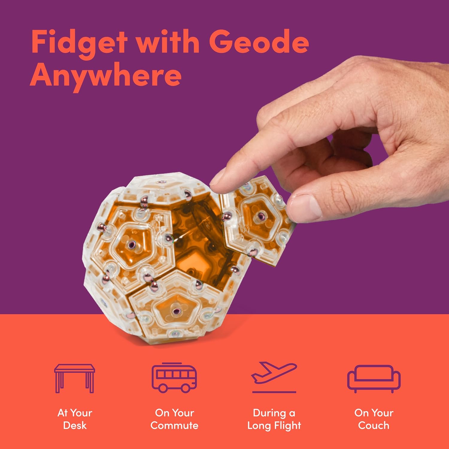Speks Geode Sphere Magnetic Fidget Toy for Adults | Quiet Adult Sensory Toy for Stress Relief &