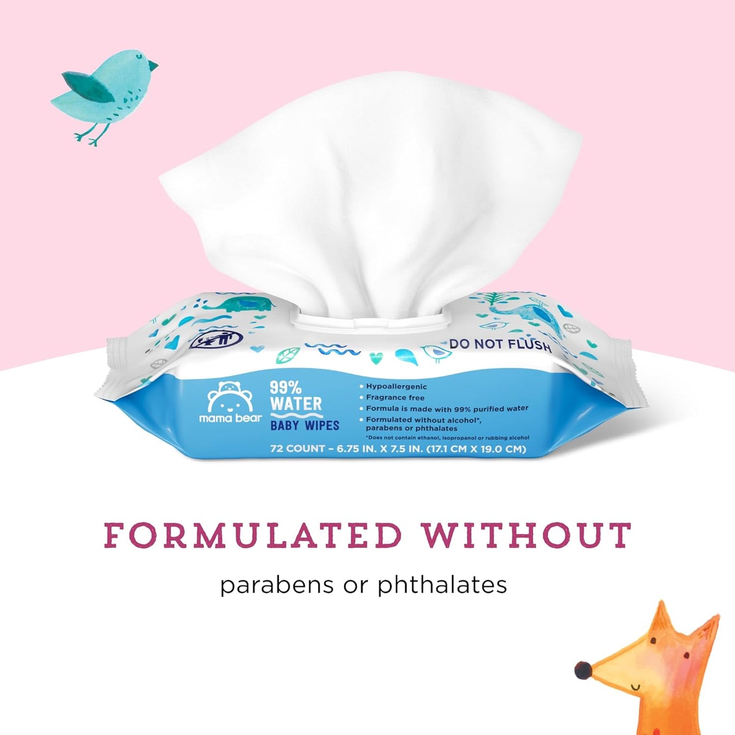 Amazon Brand - Mama Bear 99% Water Based Baby Wipes, Hypoallergenic for Sensitive Skin, Fragrance