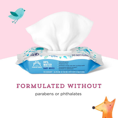 Amazon Brand - Mama Bear 99% Water Based Baby Wipes, Hypoallergenic for Sensitive Skin, Fragrance