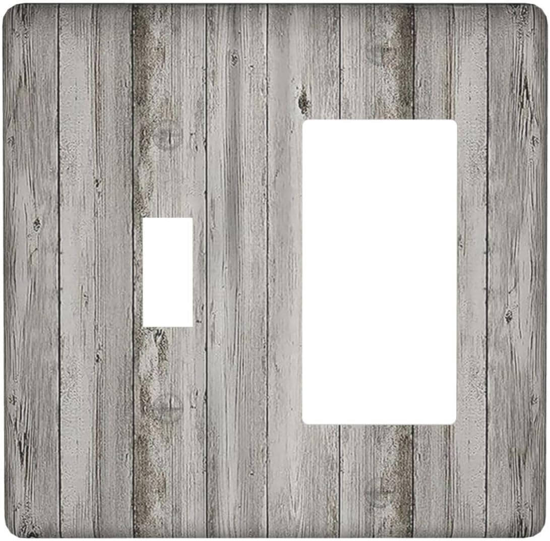 Outlet Covers Farmhouse Rustic Grey Barn Door Wood 1 Toggle 1 Rocker Combination Decorative Wall