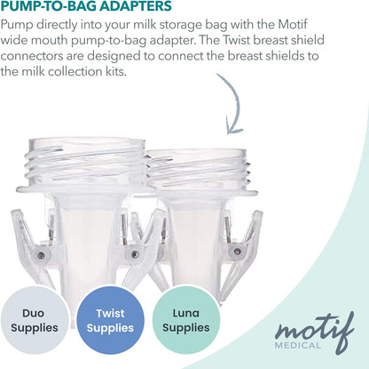 Motif Medical Pump-to-Bag Electric Breast Pump Adapter -Compatible w/Spectra S1 & S2 Breast Pump