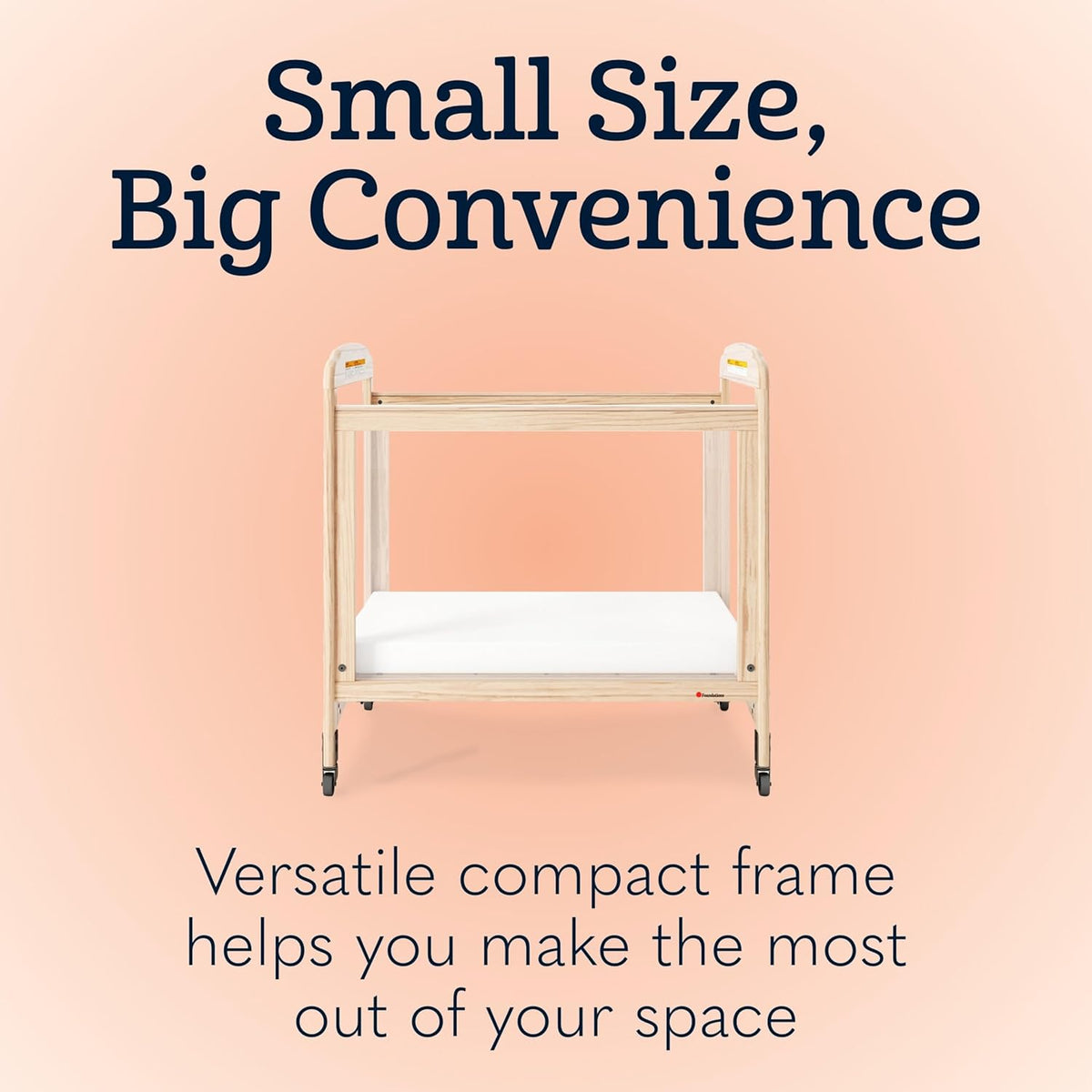 Foundations Serenity Compact Clearview Daycare Crib, Fixed Side, Durable Wood Construction