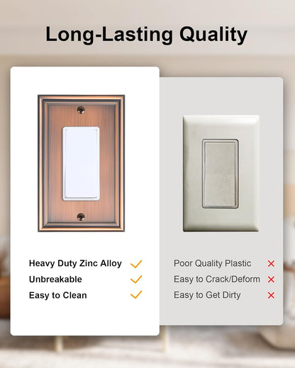 6-Pack Decorator Outlet Cover Plate, Antique Copper Decorative Switch Plates and Outlet Covers