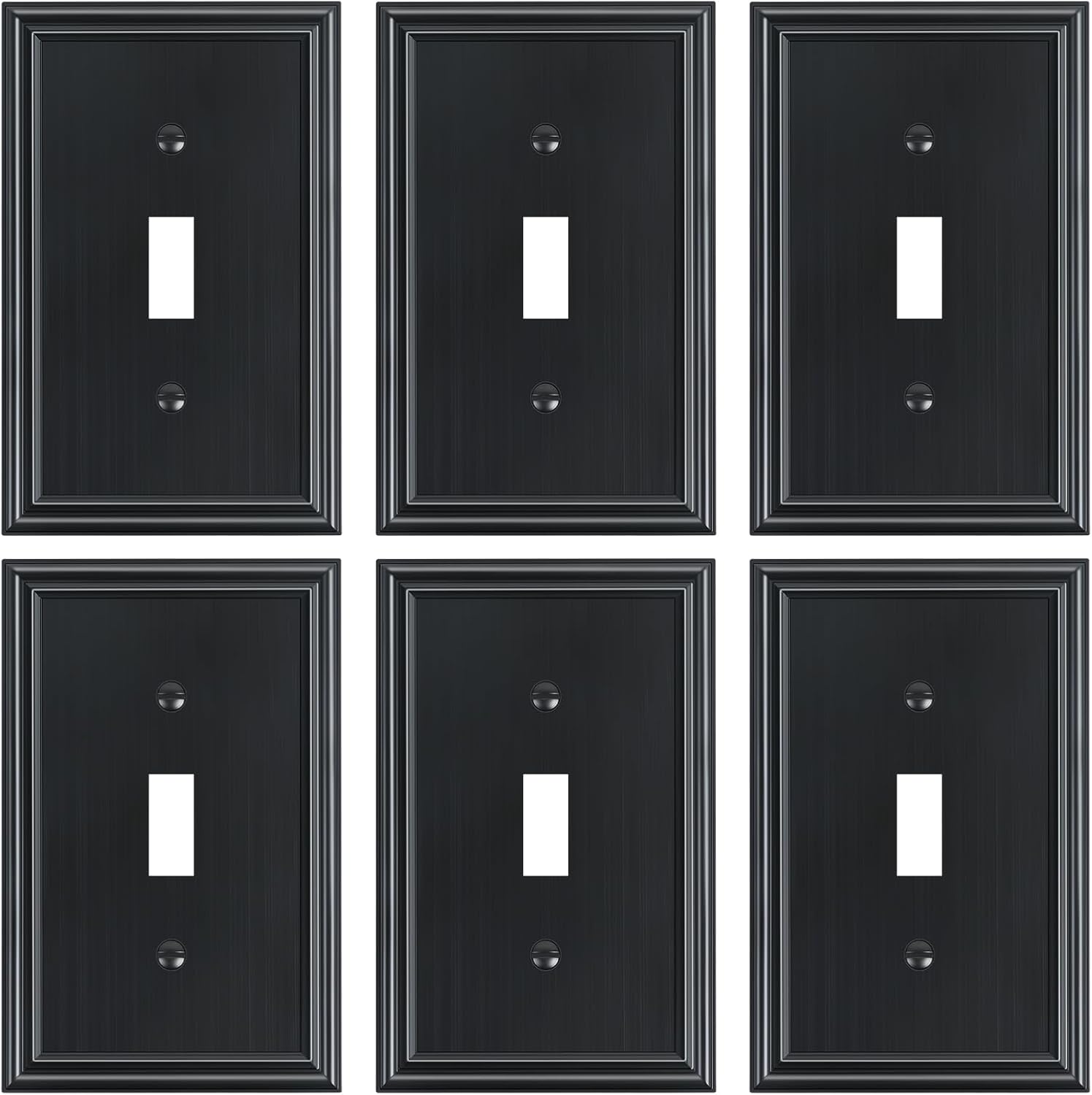 6-Pack Single Toggle Light Switch Cover Plate, Durable Solid Zinc Alloy Decorative Switch Plate