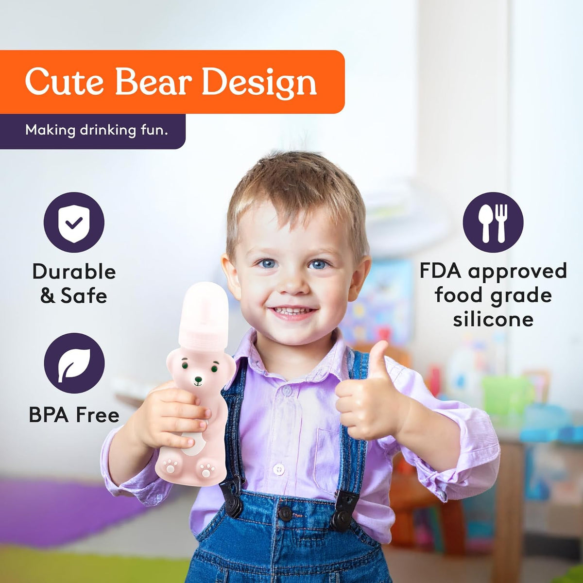Special Supplies Honey Bear Straw Cup Long Straws, Squeezable Therapy and Special Needs Assistive
