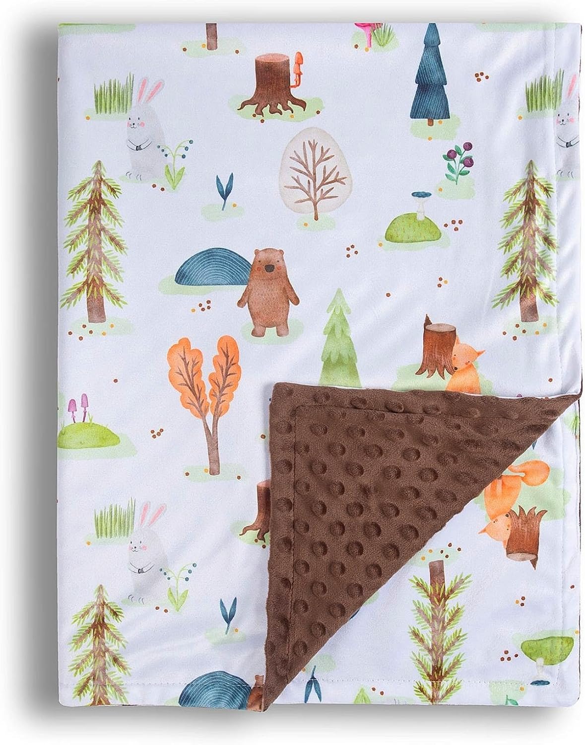 Baby Blanket for Boys Girls Soft Minky with Double Layer Dotted Backing, Primary Forest Printed 30