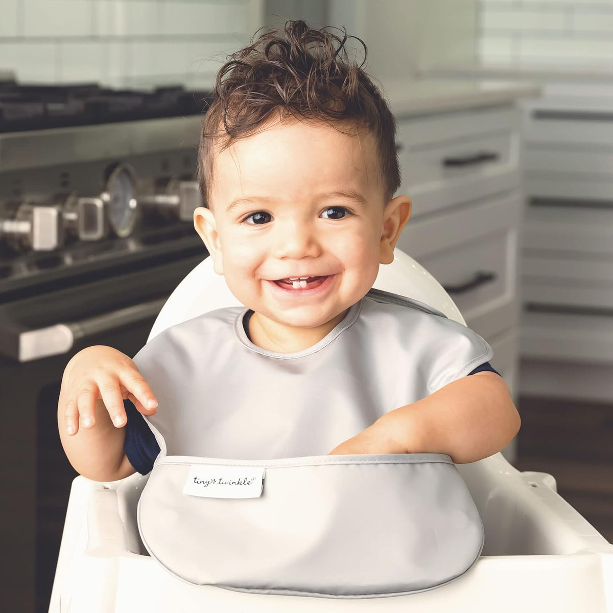 Tiny Twinkle Mess Proof Baby Bibs for Eating - Waterproof, Wipeable Bibs - Toddler Bibs - Travel