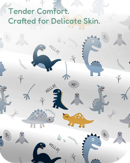 Baby Crib Sheets Boy Girl for Standard Crib Mattress - Dinosaur+Blue, Soft and Stretchy, Snug and