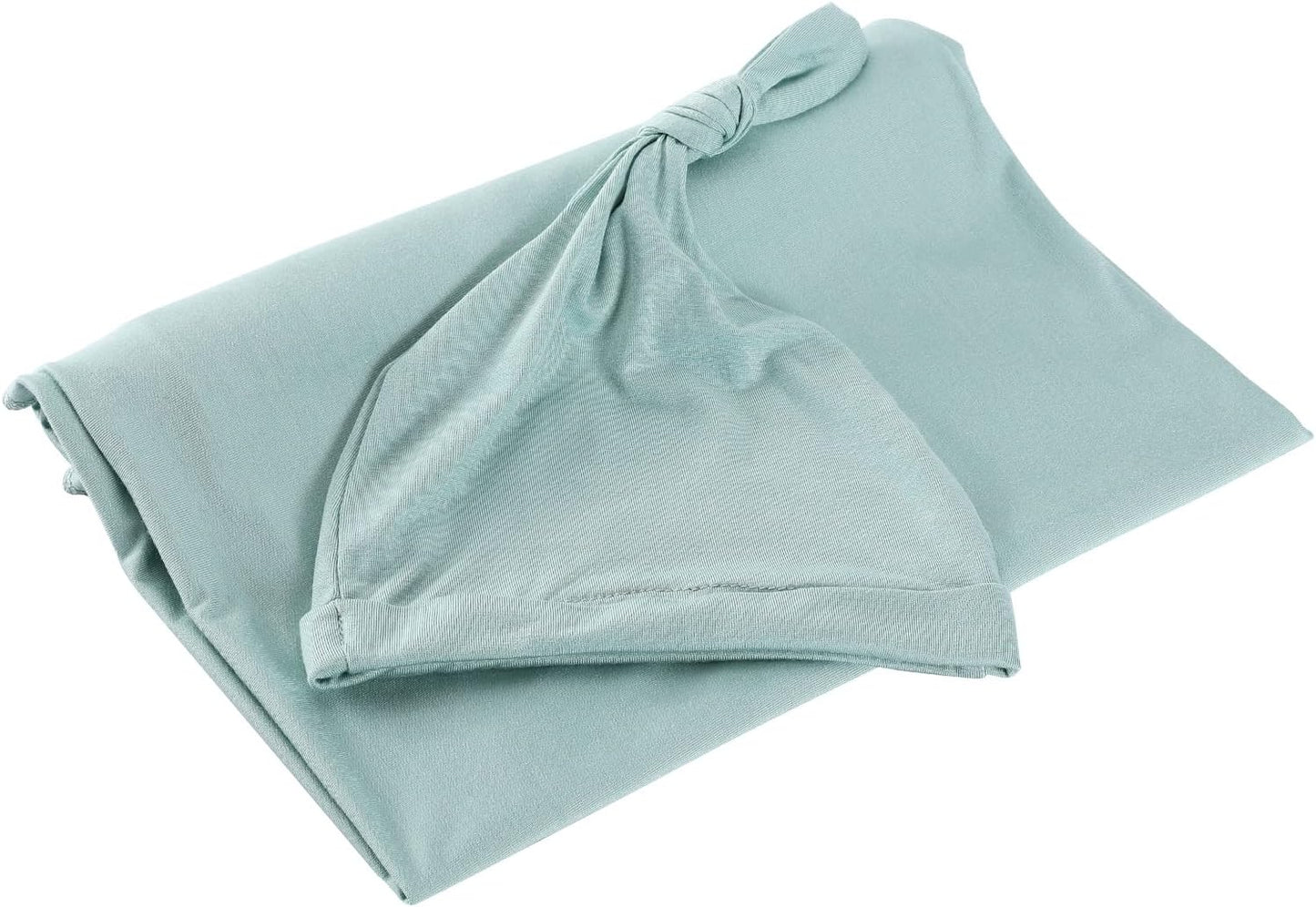 iEvolve Cotton Knitted Baby Swaddle Blanket with Hat Headband Set Newborn Swaddle Wrap Receiving