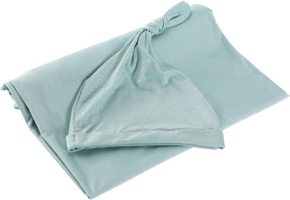 iEvolve Cotton Knitted Baby Swaddle Blanket with Hat Headband Set Newborn Swaddle Wrap Receiving
