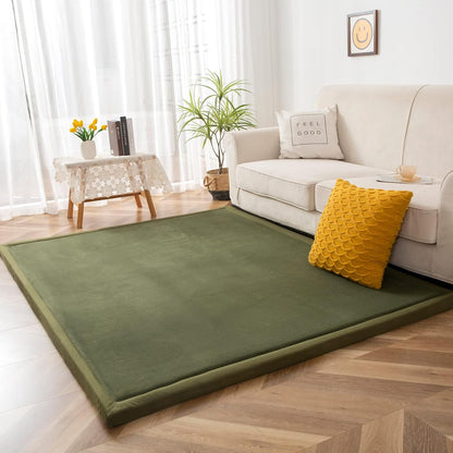 MAXYOYO Coral Velvet Area Rug, Thick Japanese Tatami Mat Living Room Carpet with Non-Slip Backing